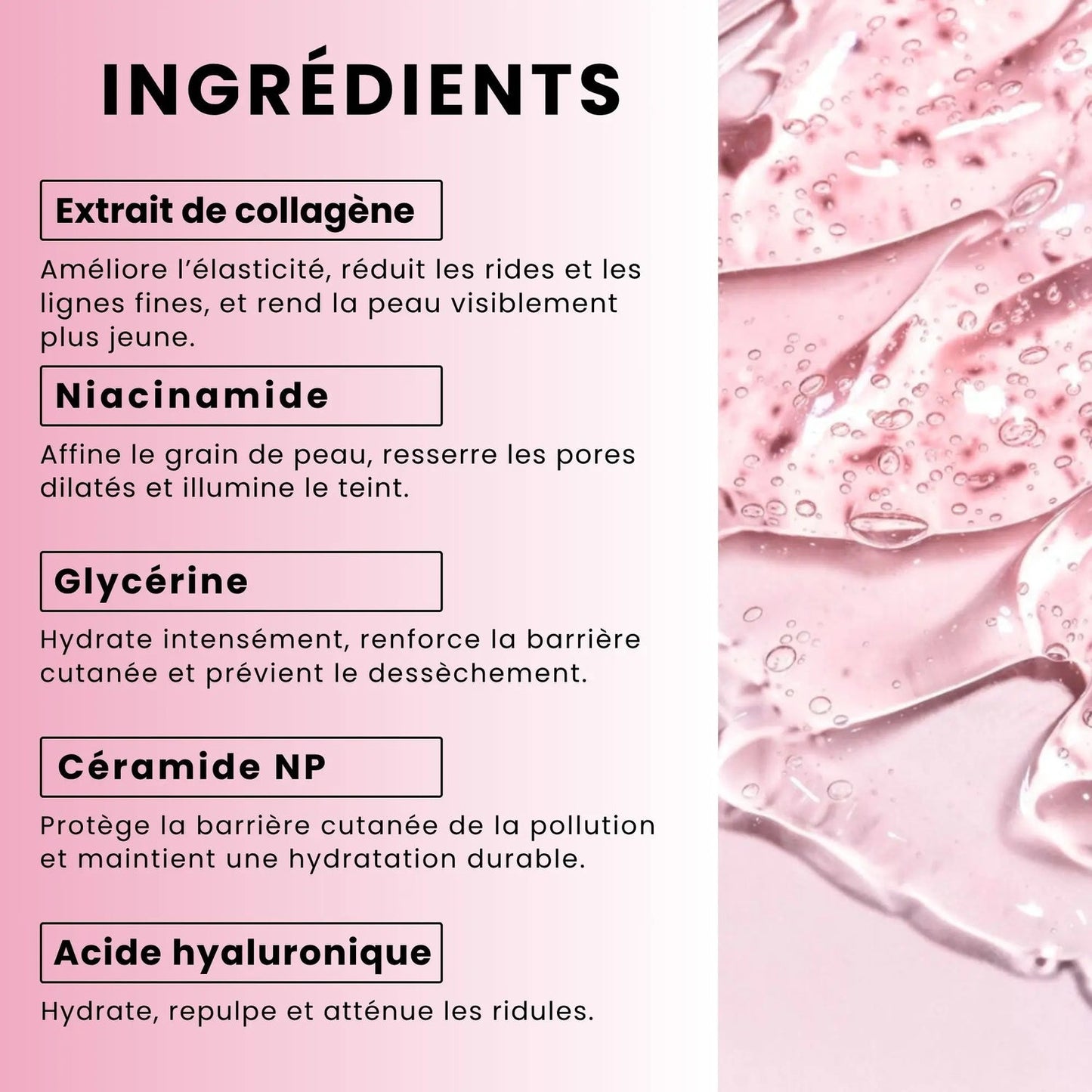 Masque hydratant et illuminant pour la peau au collagène