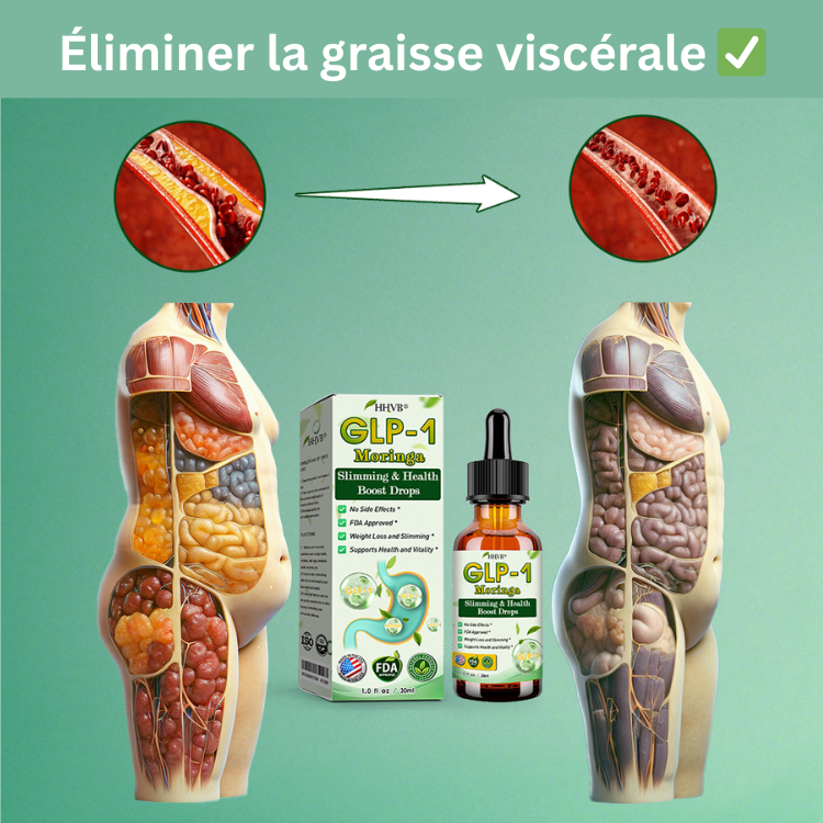 HHVB® GLP-1 Gouttes Minceur à la Moringa ✅ Brûleur de Graisse Naturel pour une Silhouette Affinée et une Santé Optimale