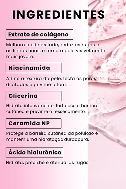 Máscara hidratante e iluminadora para a pele com colágeno ✨