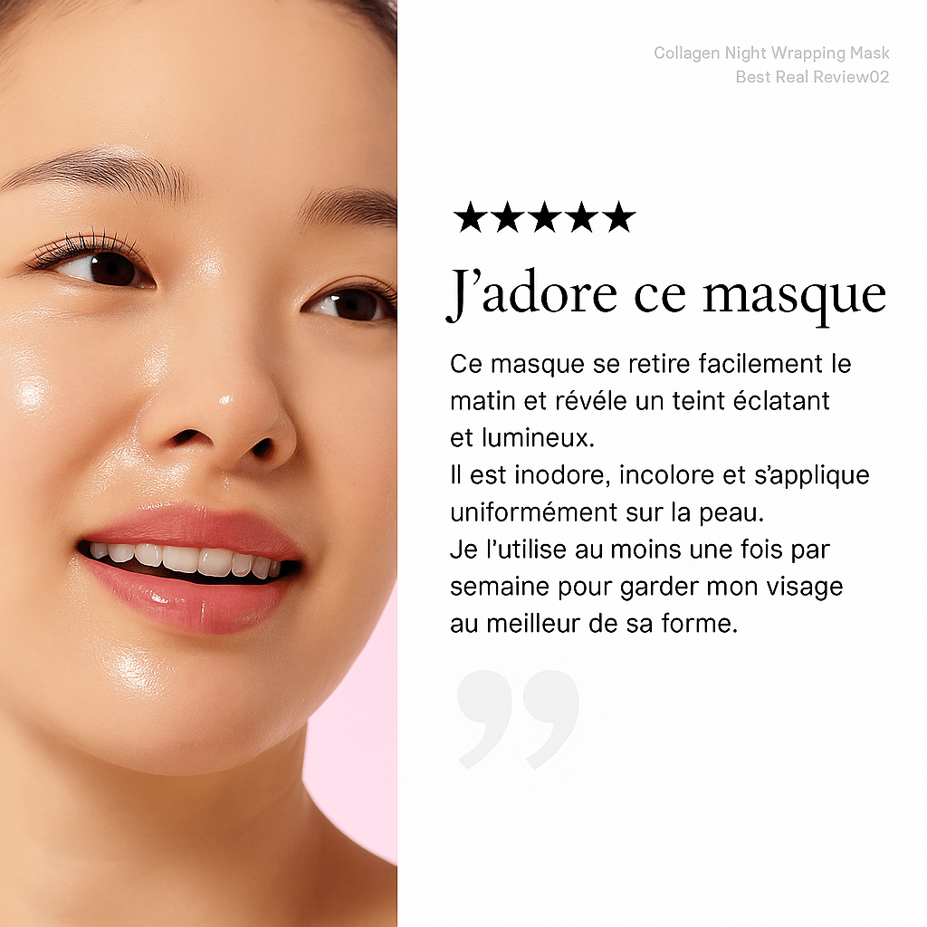 Masque hydratant et illuminant pour la peau au collagène
